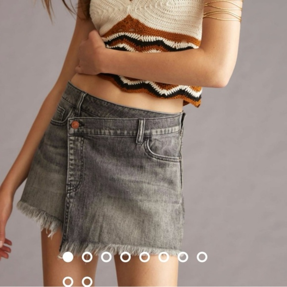 Anthropologie Gray Washed Denim Mini Shorts